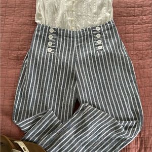 Wide leg linen sailor pants